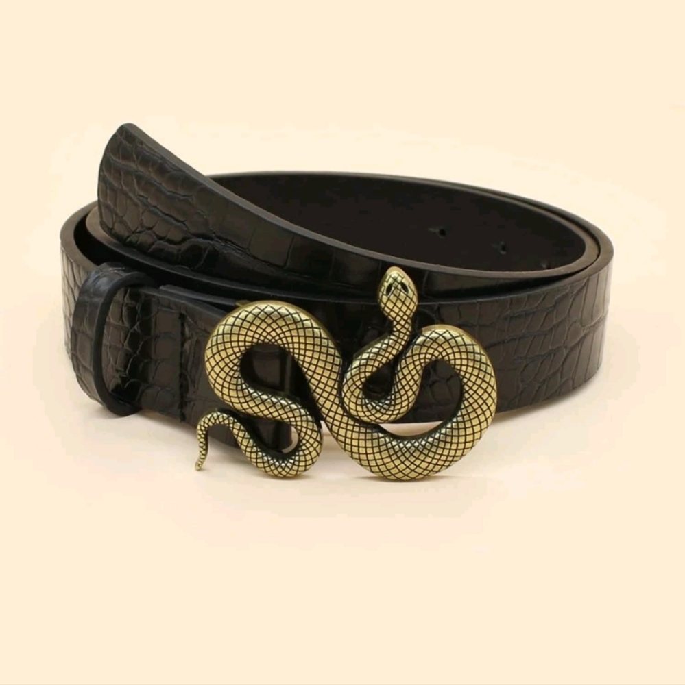 Snake black print Animal belt